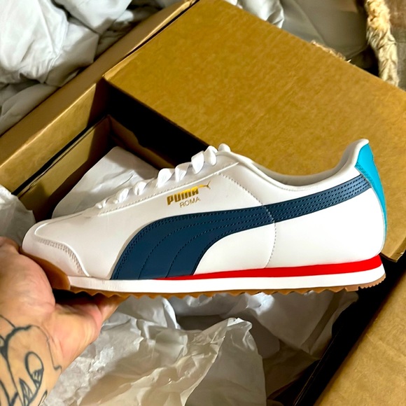 Roma Basic + puma white-evening sky-gum puma blanc-evening sky-gum. - Picture 1 of 4